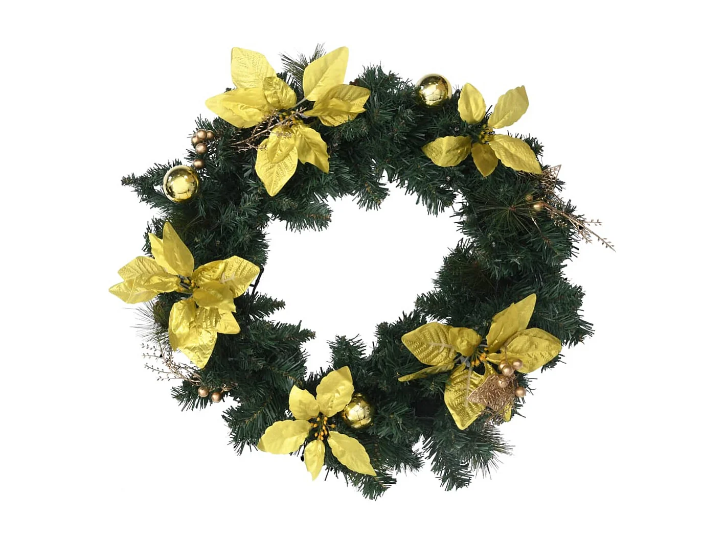 Couronne de Noël avec lumières LED vert 60 cm PVC