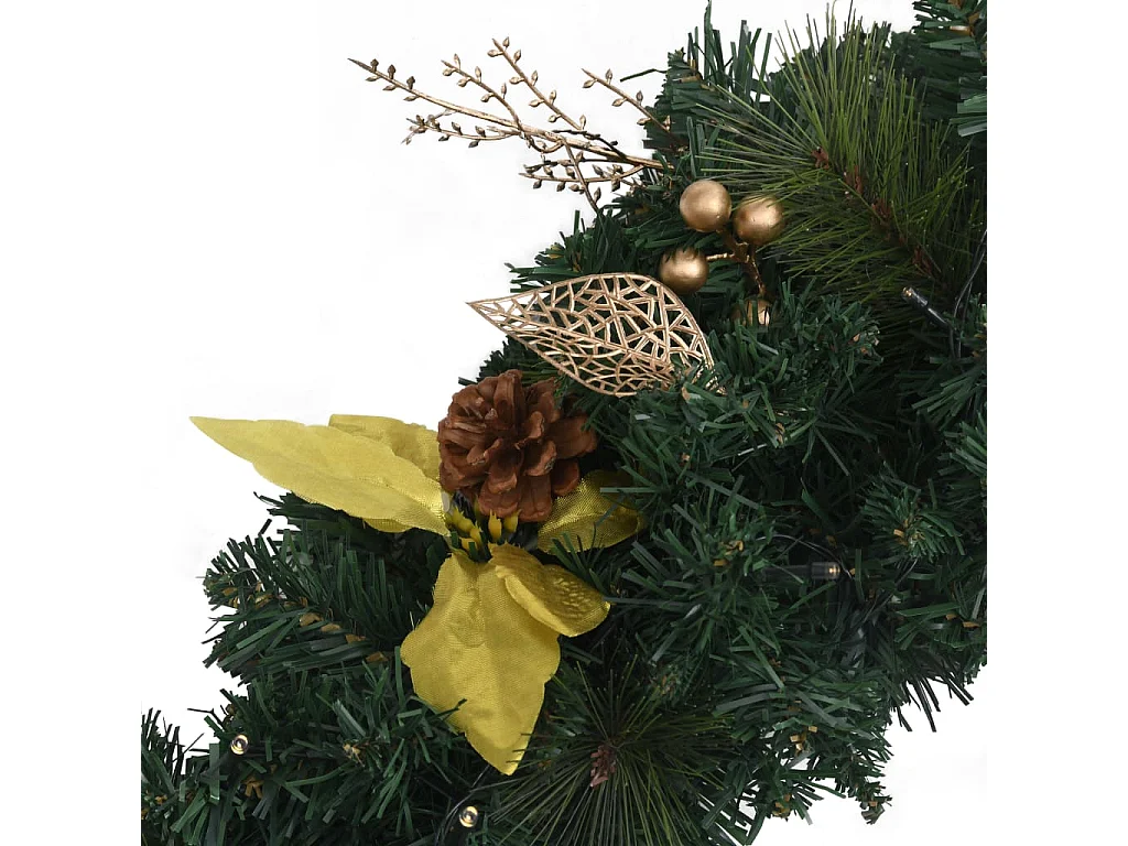 Couronne de Noël avec lumières LED vert 60 cm PVC