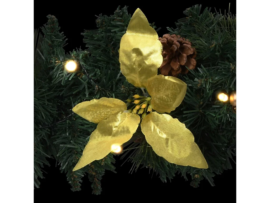 Couronne de Noël avec lumières LED vert 60 cm PVC