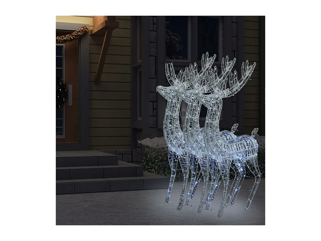 Renna natalizia XXL in acrilico 250 LED 3 pezzi 180 cm Bianco freddo
