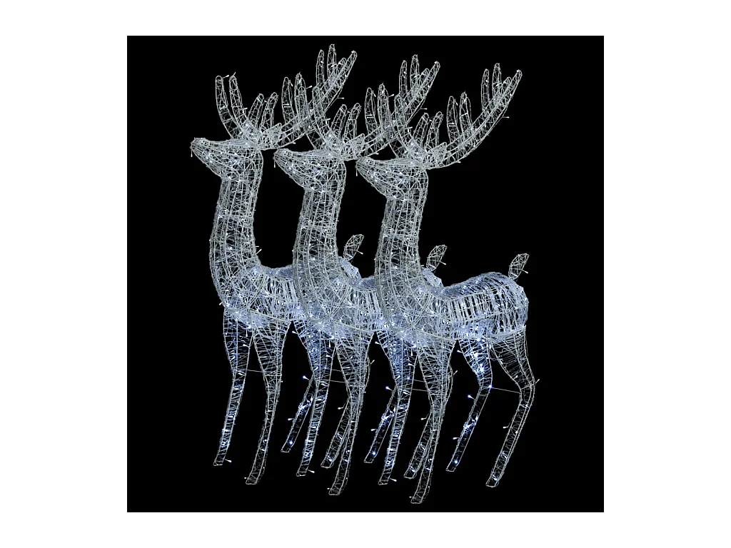 XXL Weihnachts-Rentier, Acryl, 250 LEDs, 3 Stück, 180 cm, Kaltweiß