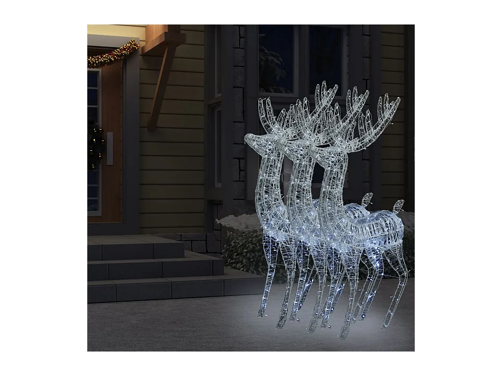XXL Weihnachts-Rentier, Acryl, 250 LEDs, 3 Stück, 180 cm, Kaltweiß