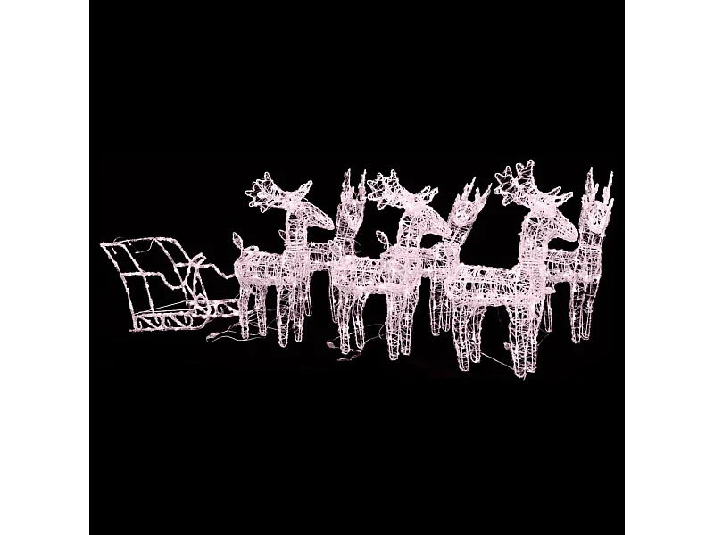 Decoração de Natal Rena e Trenó 320 LED Acrílico