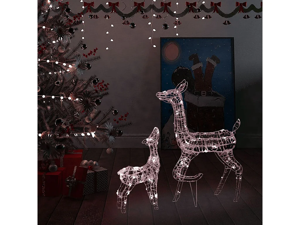 Famiglia di renne decorative Acrilico 160 LED bianco caldo