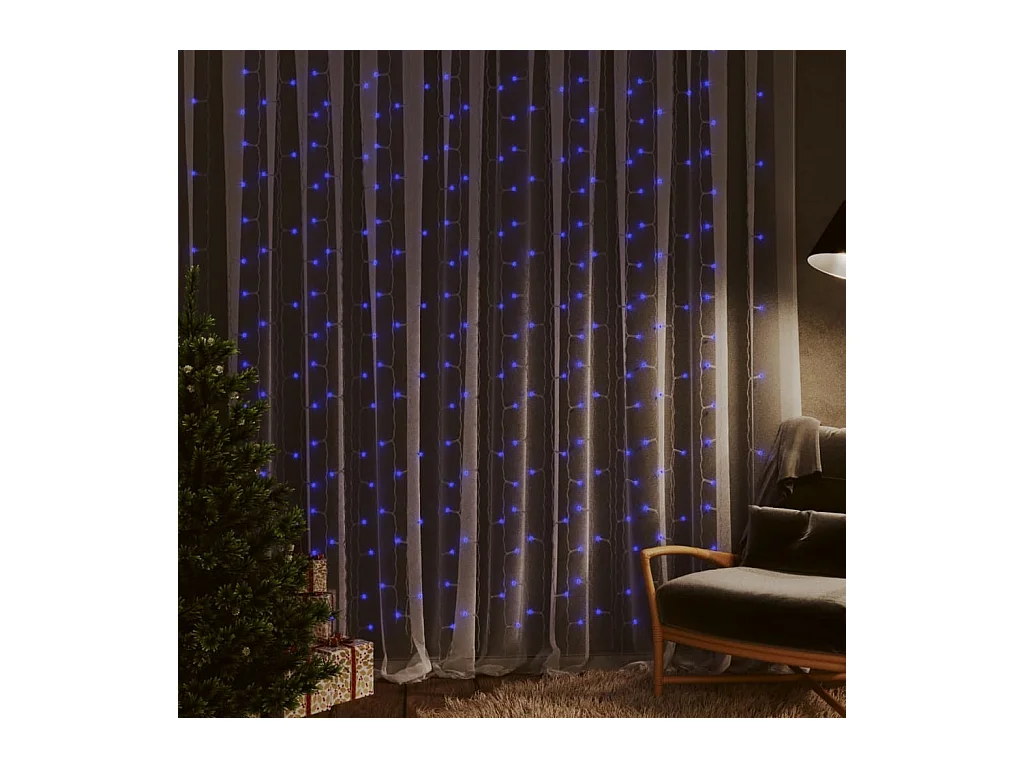 LED-Lichtvorhänge 3x3 m 300 LED Blau 8 Funktionen