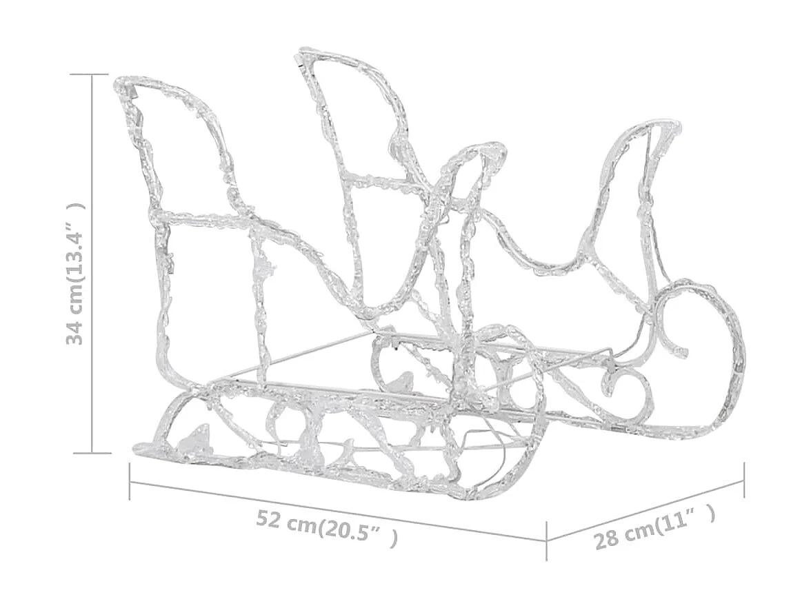 Décoration de Noël Rennes et traîneau 160 LED 130 cm Acrylique