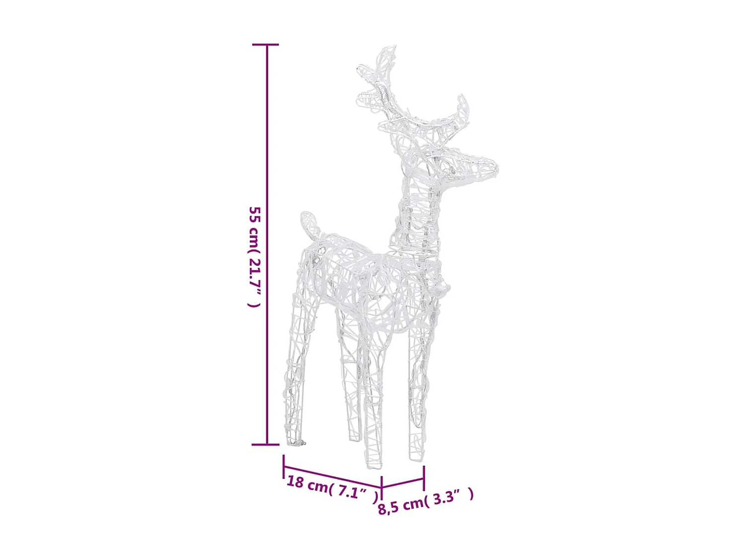 Décoration de Noël Rennes et traîneau 160 LED 130 cm Acrylique
