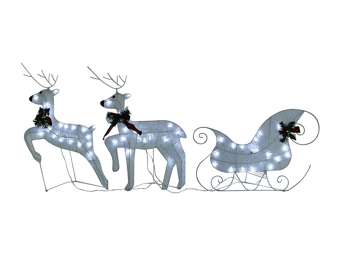 Decorazione natalizia Renna e slitta 60 LED da esterno Bianco