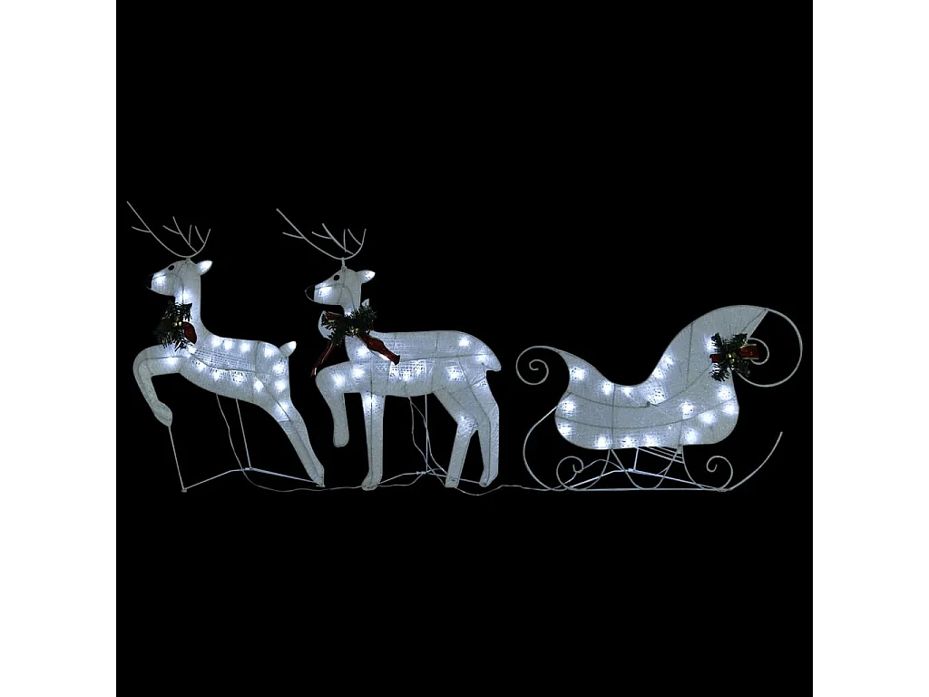 Decorazione natalizia Renna e slitta 60 LED da esterno Bianco