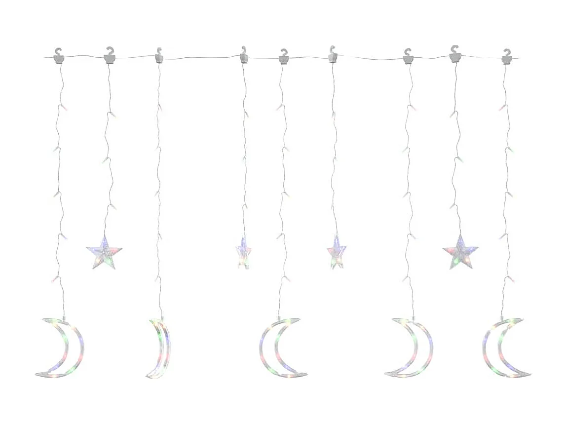 Luzes de corda estrela e lua com controle remoto 345 LEDs