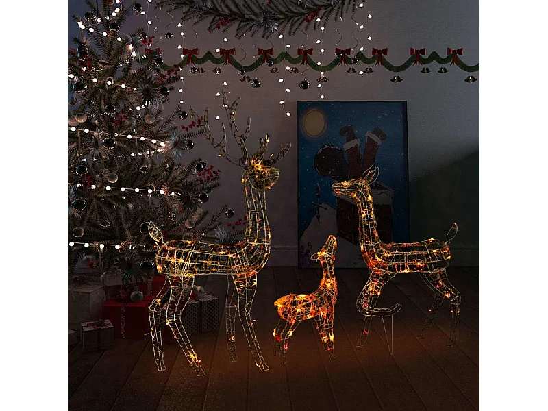Decorazione della famiglia delle renne Acrilico 300 LED colorati