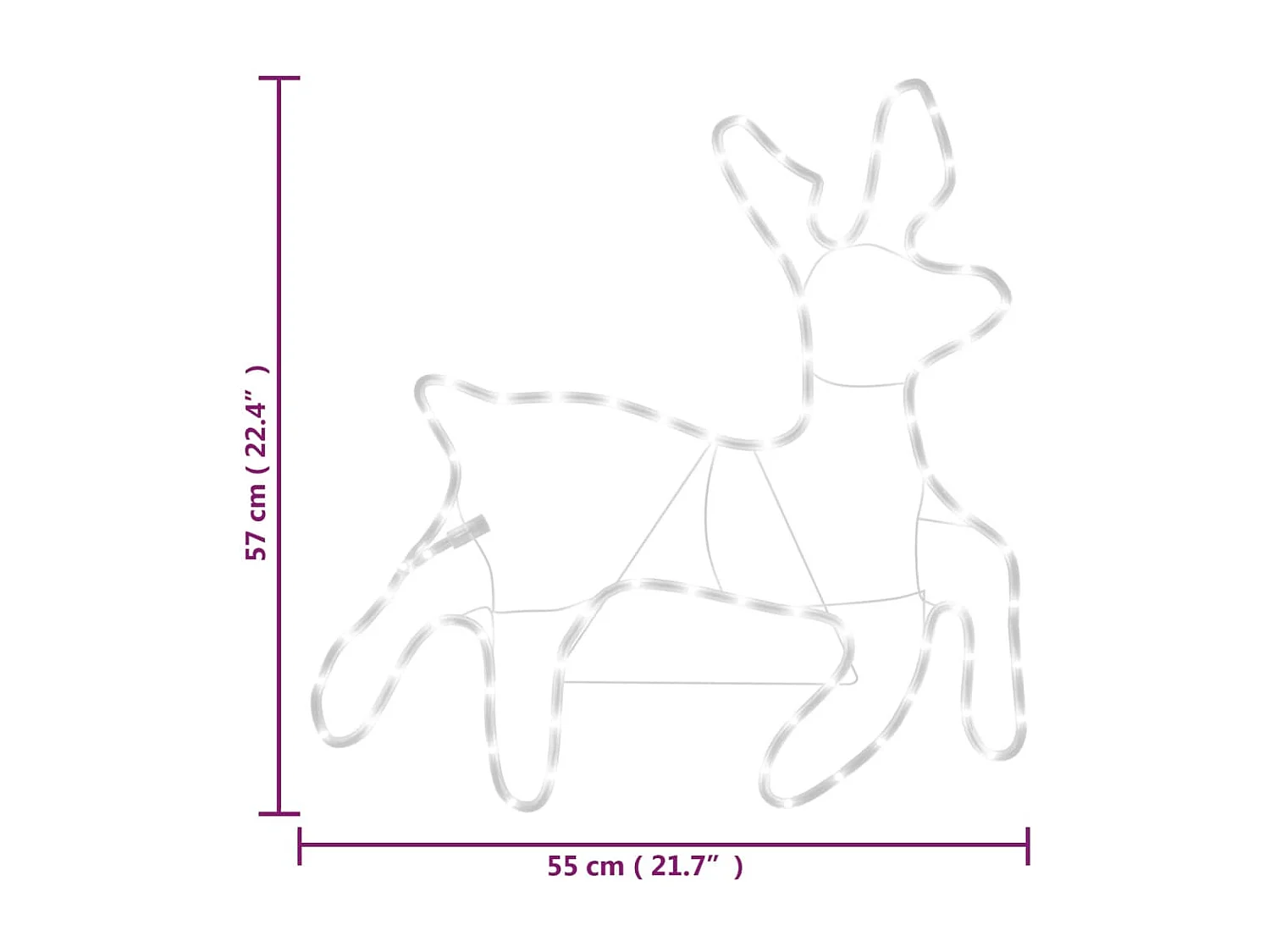 Figure de renne de Noël avec 72 LED Blanc chaud 57x55x4,5 cm