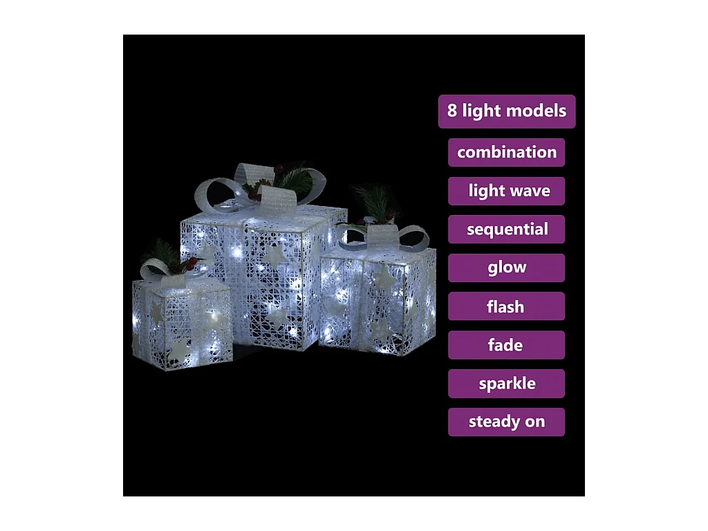 Boîtes-cadeaux de Noël décoratives 3 pcs Extérieur Intérieur