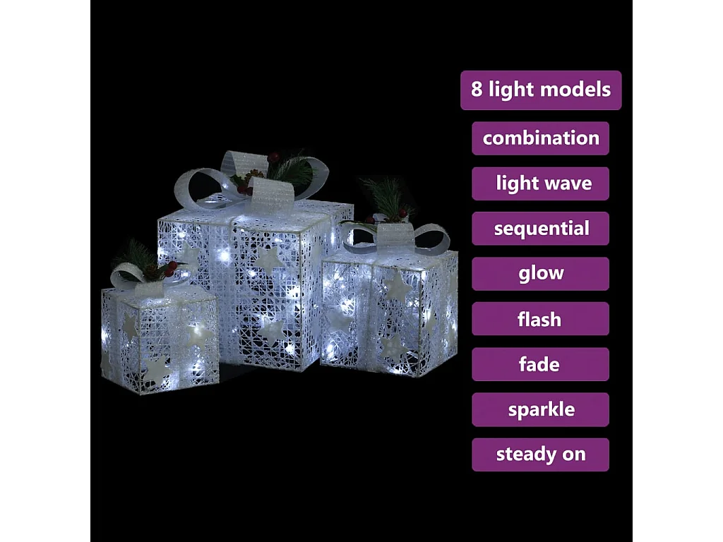 Boîtes-cadeaux de Noël décoratives 3 pcs Extérieur Intérieur