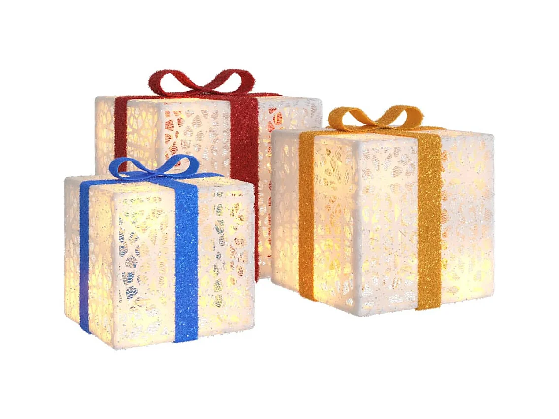 Boîtes de Noël lumineuses 3 pcs 64 LED blanc chaud
