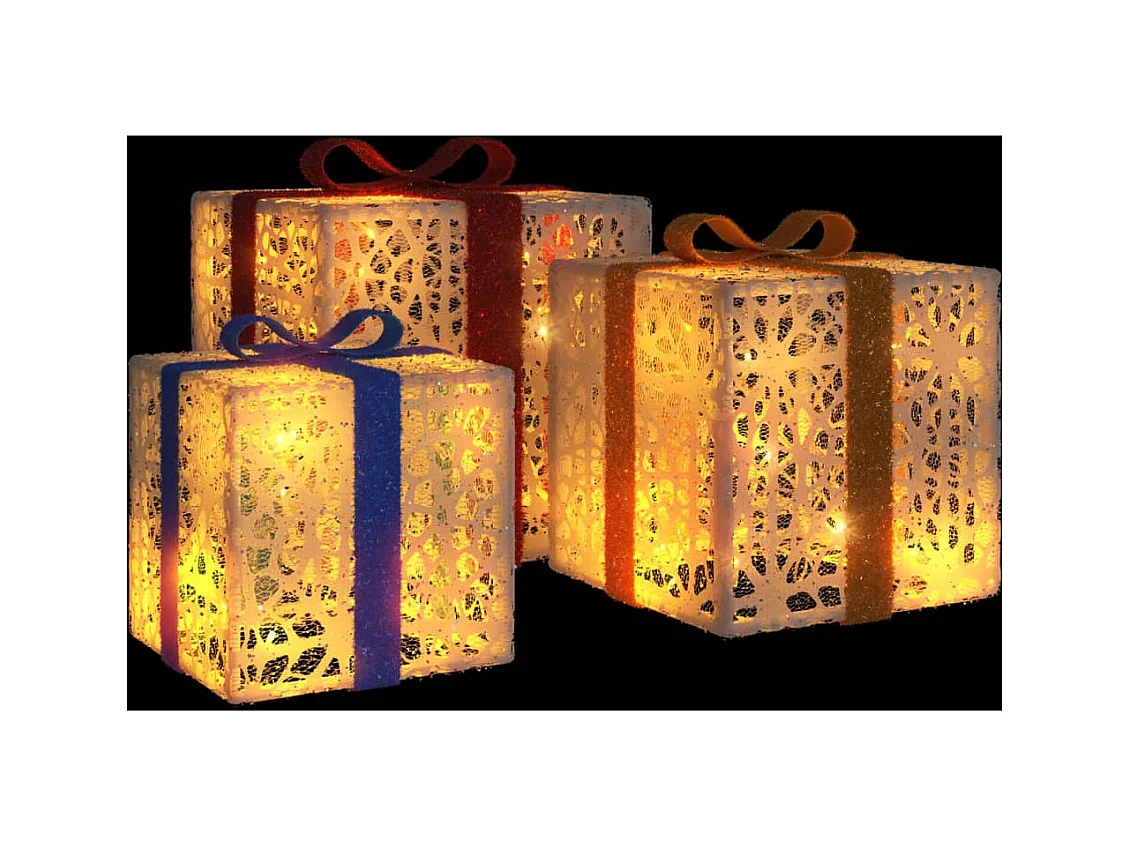 Boîtes de Noël lumineuses 3 pcs 64 LED blanc chaud