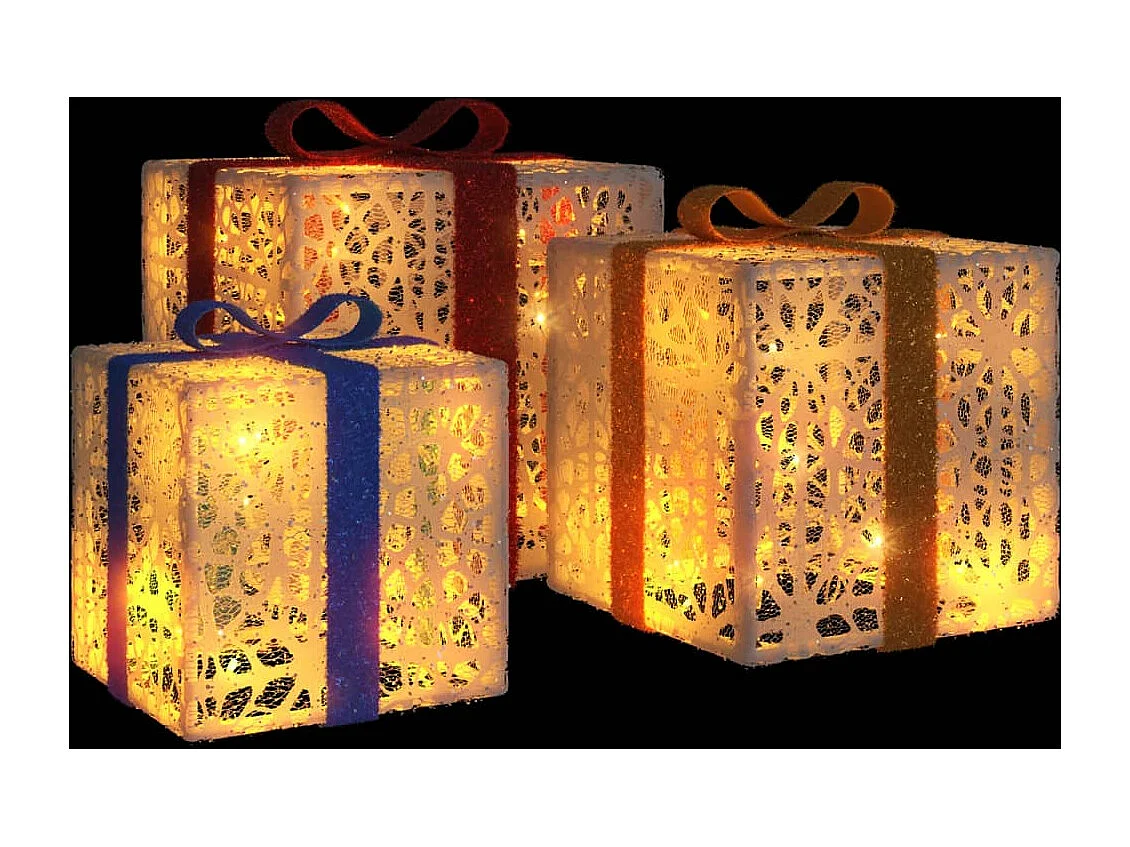 Boîtes de Noël lumineuses 3 pcs 64 LED blanc chaud