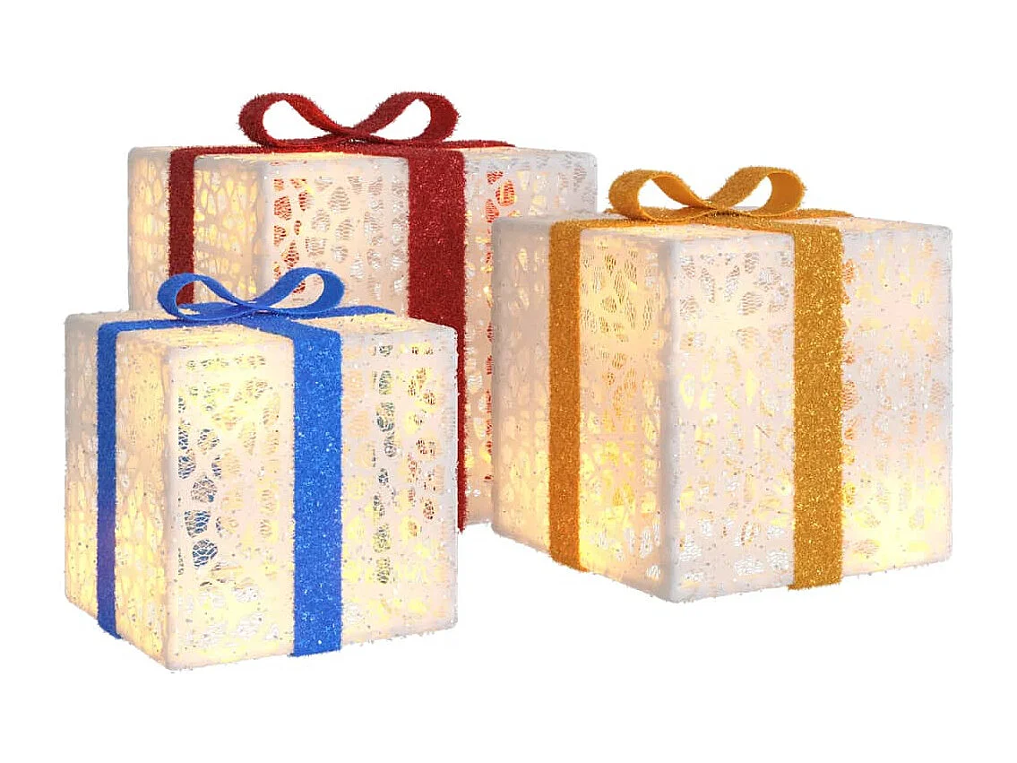 Boîtes de Noël lumineuses 3 pcs 64 LED blanc chaud