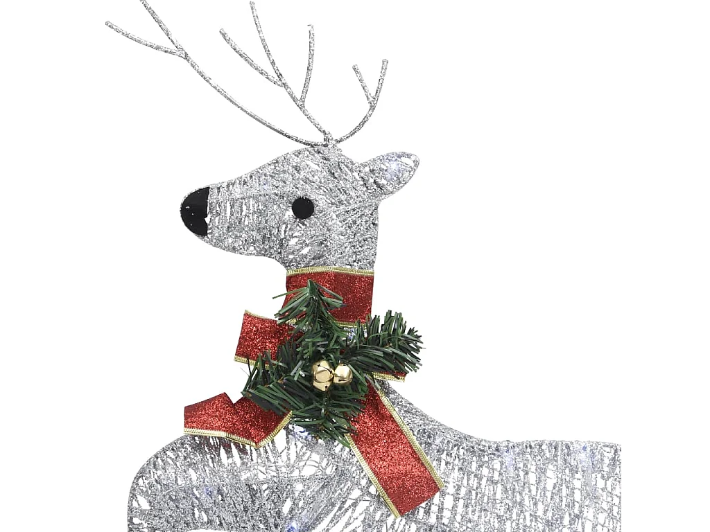Decorazione natalizia Renna e slitta 60 LED da esterno Argento