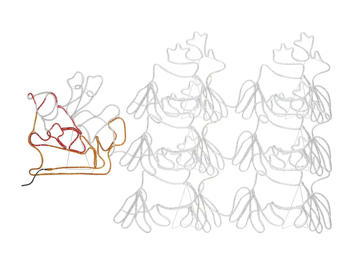 Cordon lumineux de Noël 6 Rennes XXL et traîneau 2160 LED 7 m