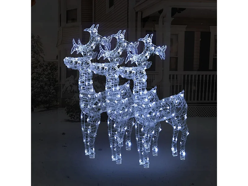 Decorações de Natal de renas 3 unidades 60x16x100 cm acrílico