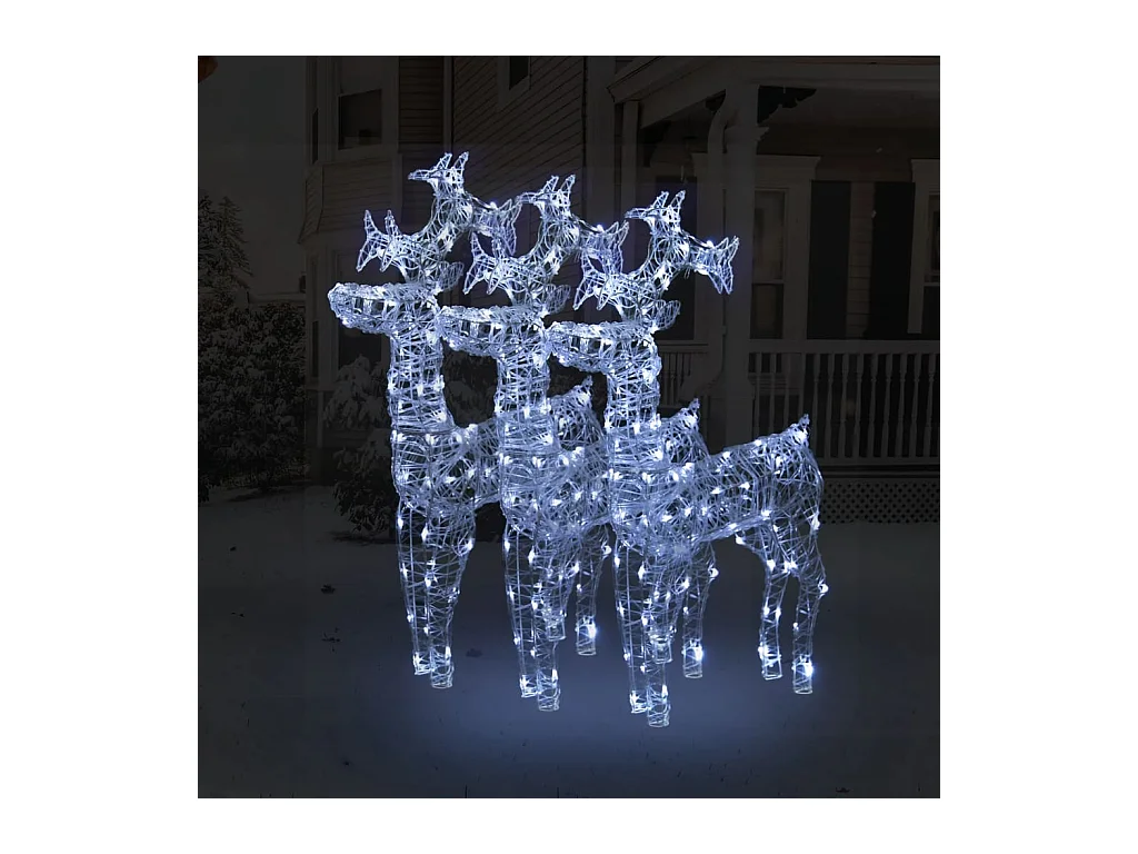 Decorações de Natal de renas 3 unidades 60x16x100 cm acrílico