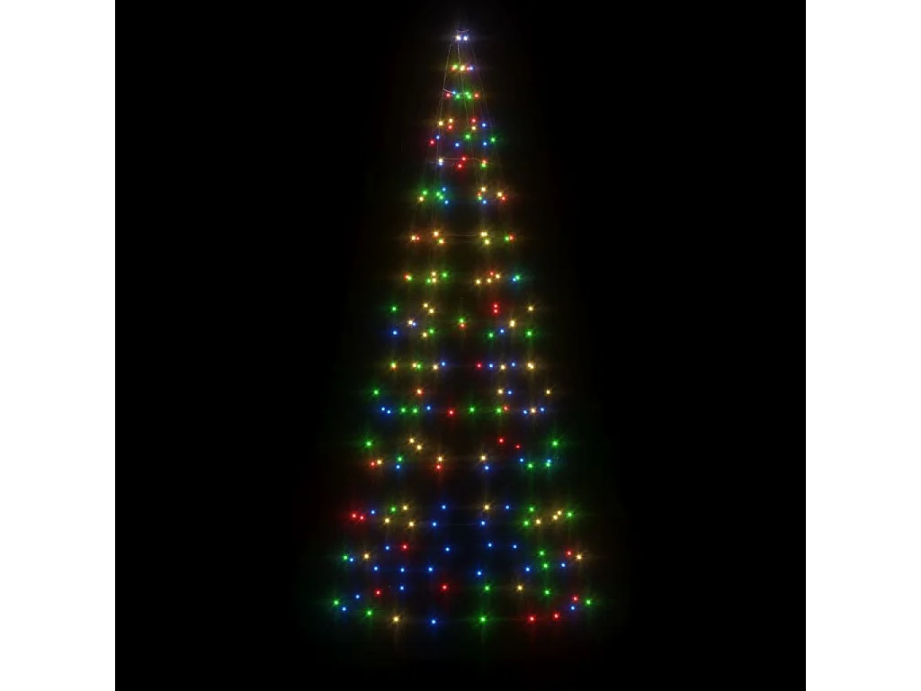 Arbre de Noël lumineux sur mât de drapeau 200 LED coloré 180 cm