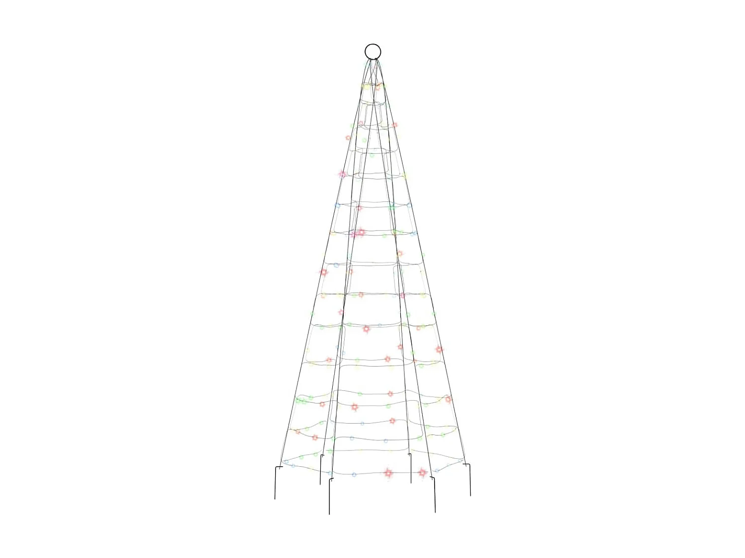 Arbre de Noël lumineux sur mât de drapeau 200 LED coloré 180 cm