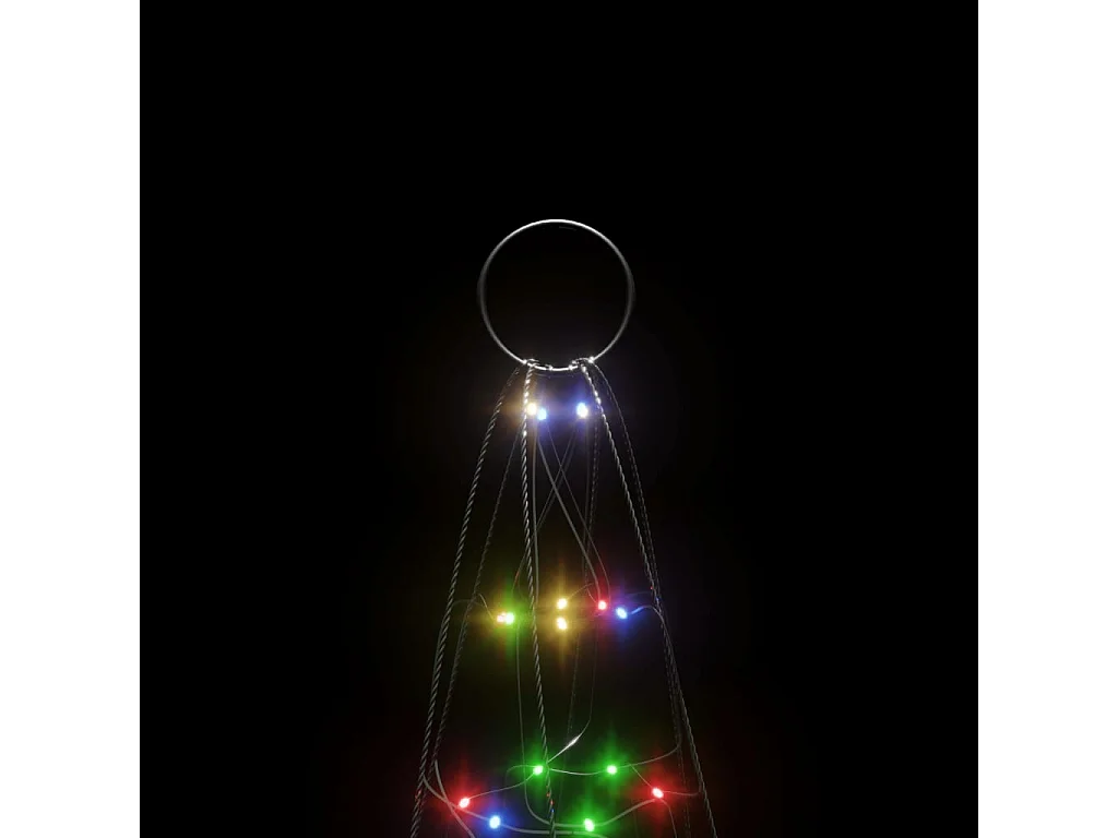 Arbre de Noël lumineux sur mât de drapeau 200 LED coloré 180 cm