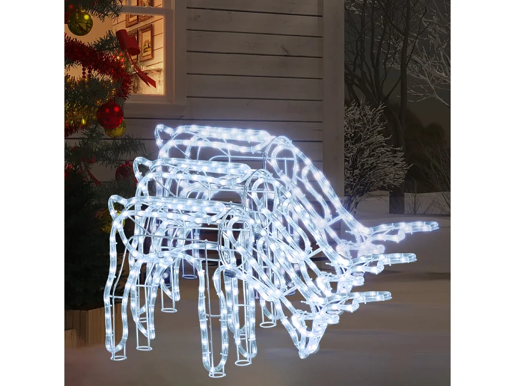 Renne di Natale 3 pz Bianco freddo 73x31x45 cm