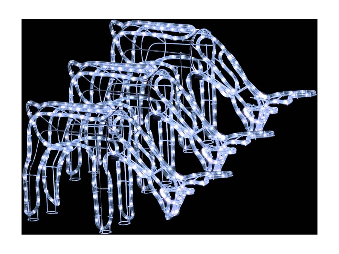 Renne di Natale 3 pz Bianco freddo 73x31x45 cm