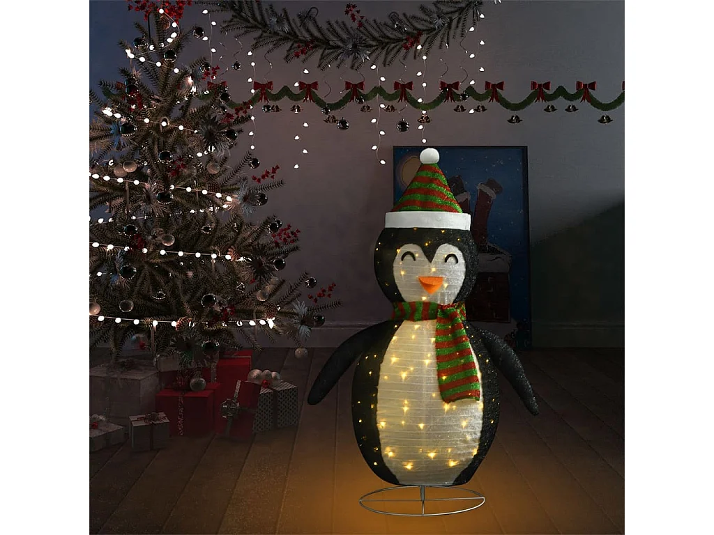 Décoration de Noël pingouin à LED Tissu de luxe 120 cm