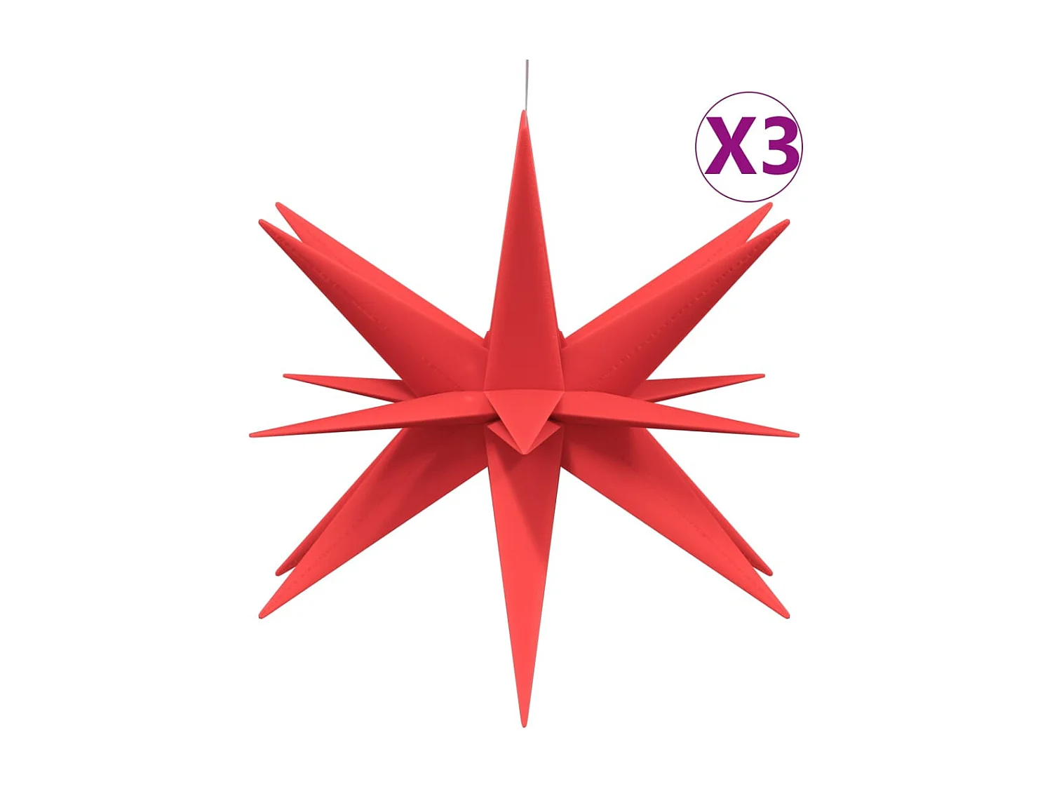 Luci natalizie con LED 3 pz pieghevoli rosse 57 cm