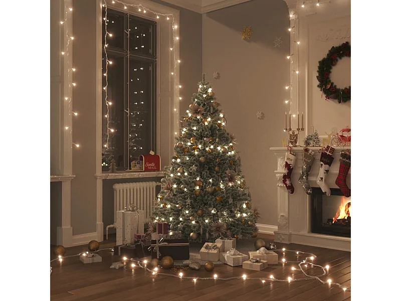 Guirlanda de LED com 150 LEDs brancos quentes 15 m PVC