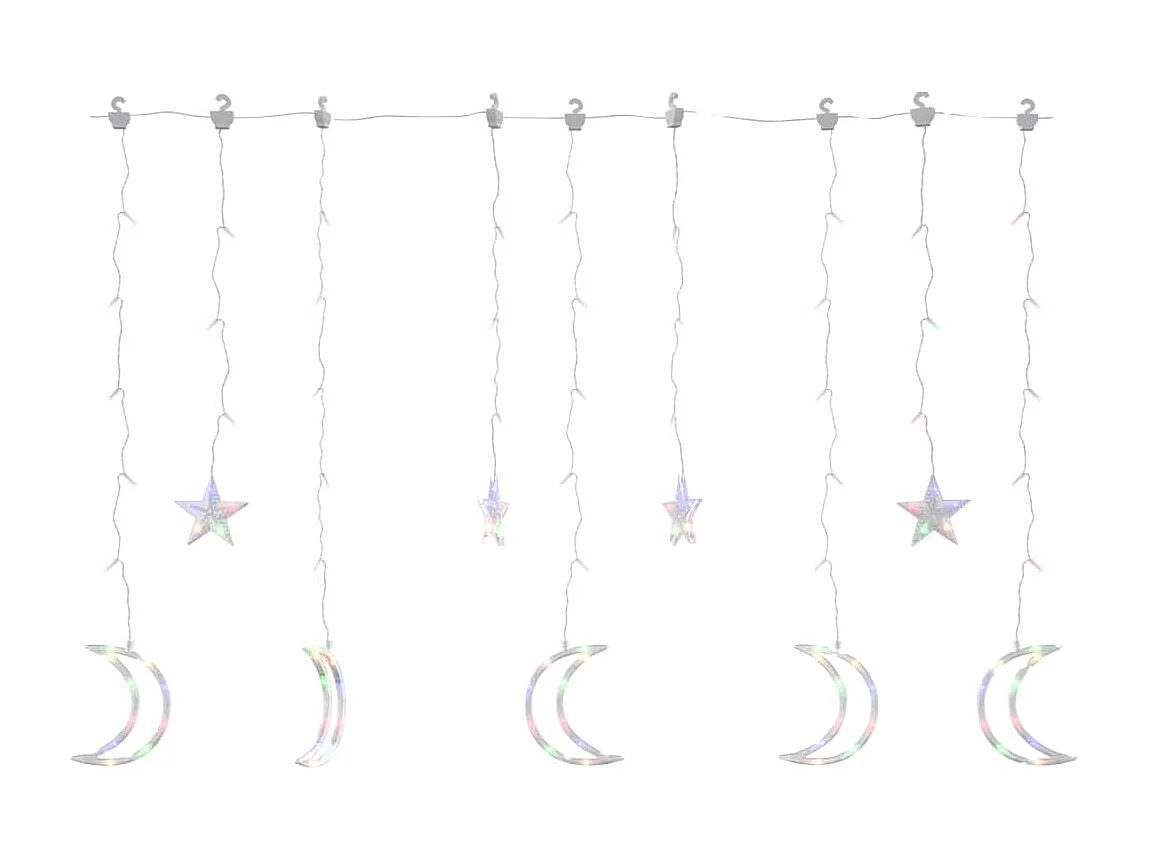 Guirlande lumineuse étoile et lune avec télécommande 138 LED