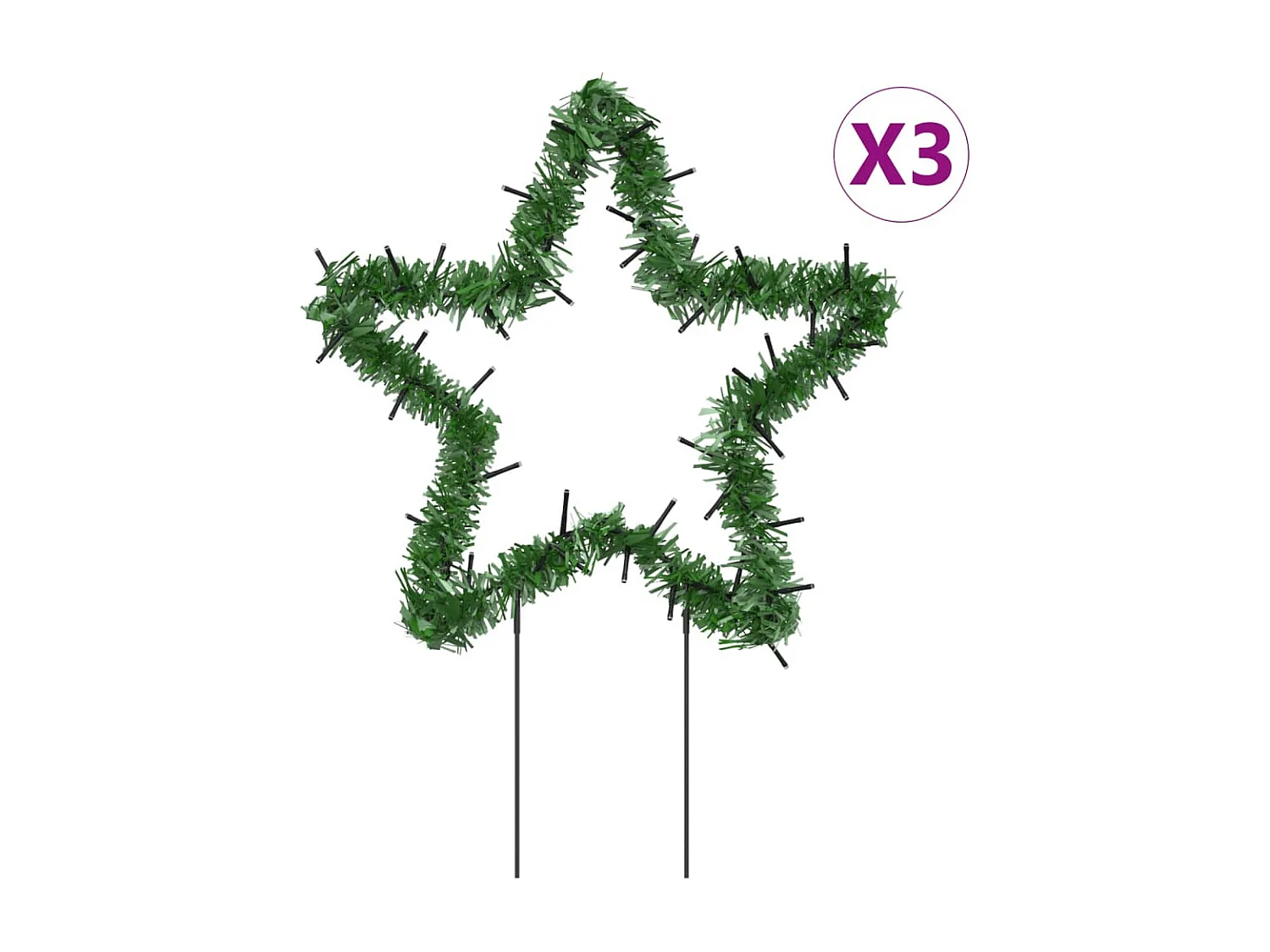 Décoration lumineuse étoile de Noël piquets 3 pcs 50 LED 29 cm