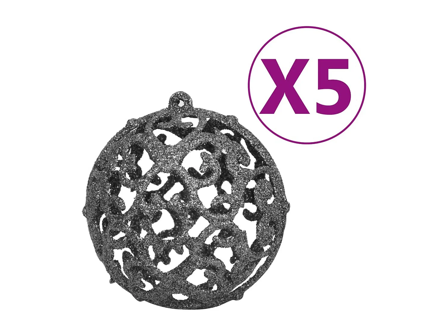 Set palline di Natale con piccone e 150 LED 61 pz. Bianche e grigie