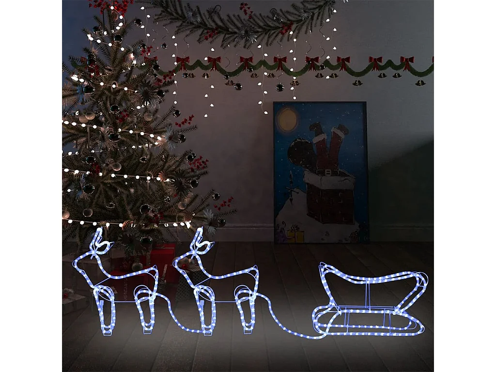 Décoration de Noël d'extérieur Renne et traîneau 576 LED