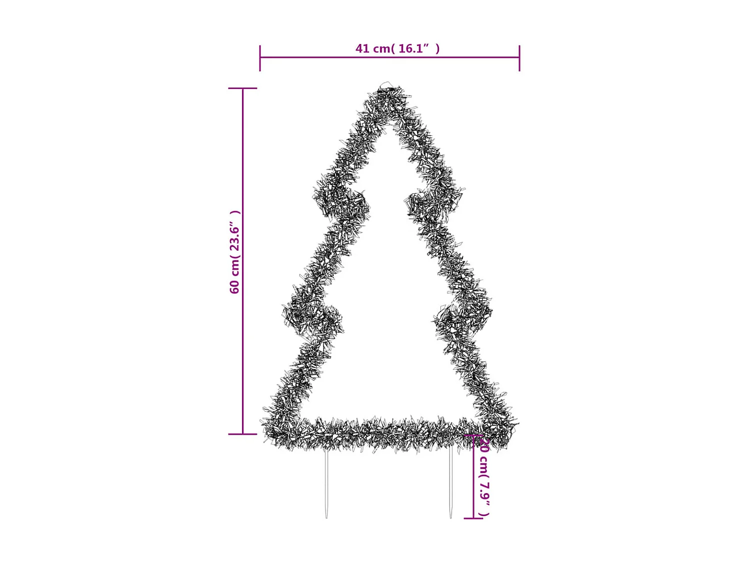 Décoration lumineuse arbre de Noël avec piquets 80 LED 60 cm