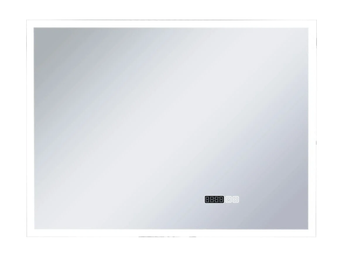 Specchio LED Bagno con Sensore Tattile e Schermo Orario 80x60cm