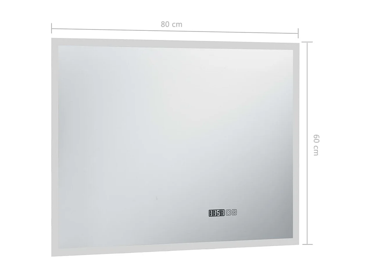 Specchio LED Bagno con Sensore Tattile e Schermo Orario 80x60cm
