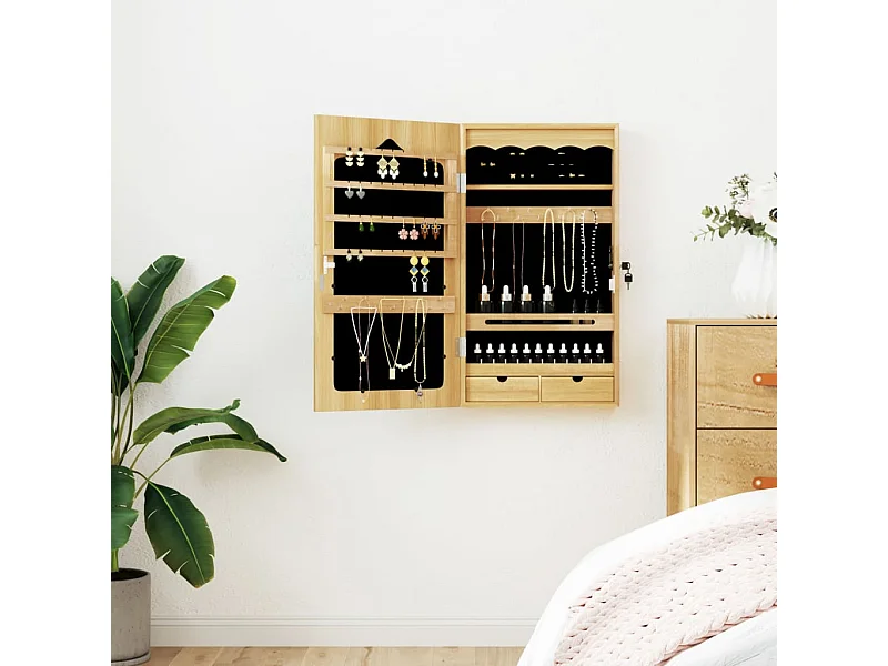 Schmuckschrank mit Spiegel Wandmontage 37,5x10x67 cm