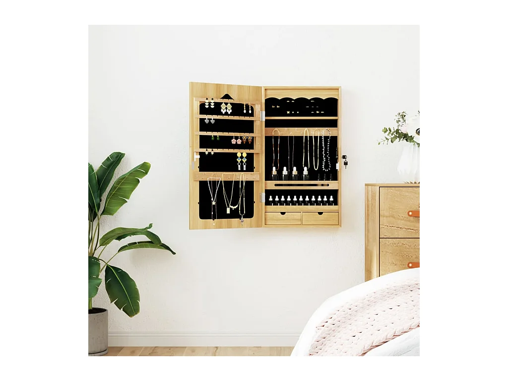 Schmuckschrank mit Spiegel Wandmontage 37,5x10x67 cm