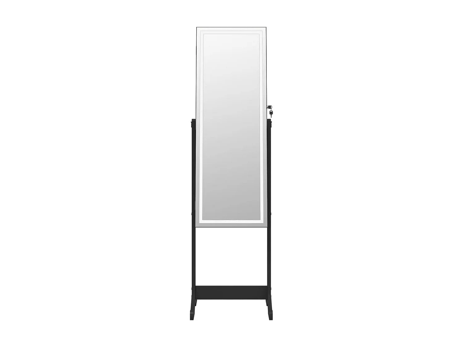 Armoire à bijoux miroir avec lumières LED sur pied noir