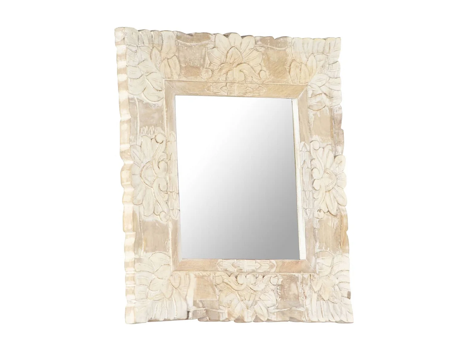 Miroir Blanc 50x50 cm Bois de manguier massif