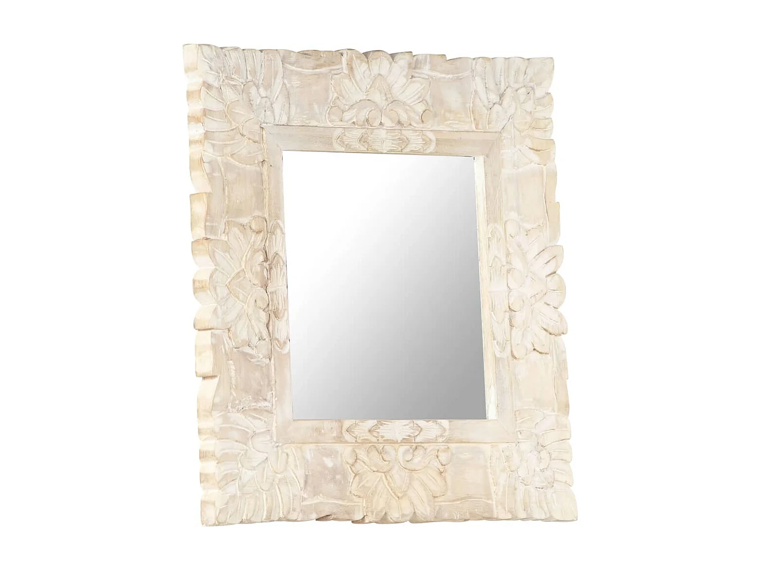 Miroir Blanc 50x50 cm Bois de manguier massif