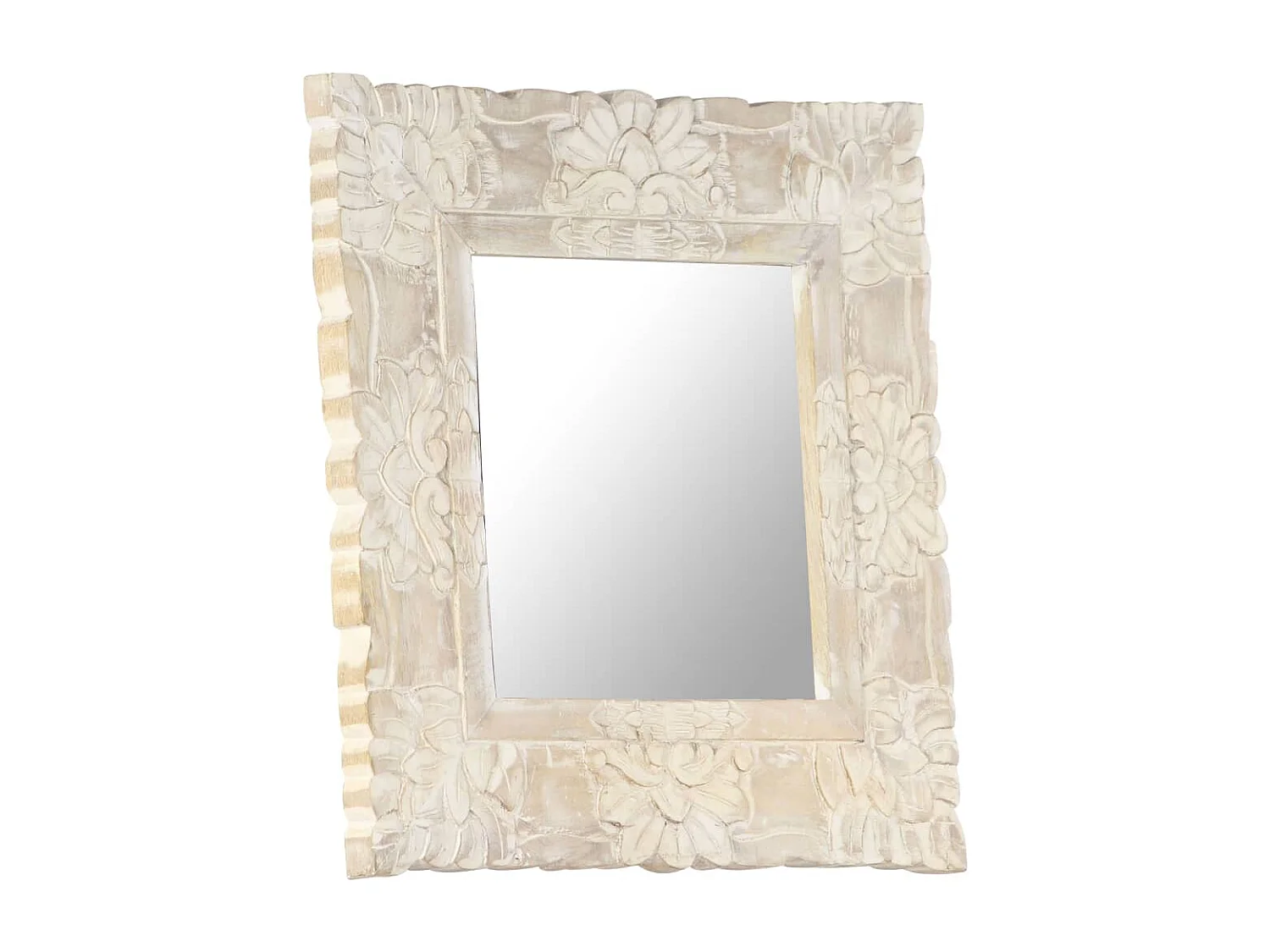 Miroir Blanc 50x50 cm Bois de manguier massif