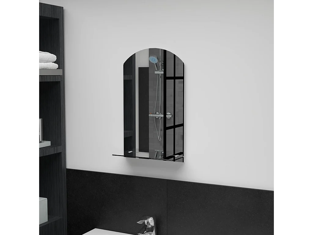 Espejo de pared con estante de vidrio templado 30x50 cm
