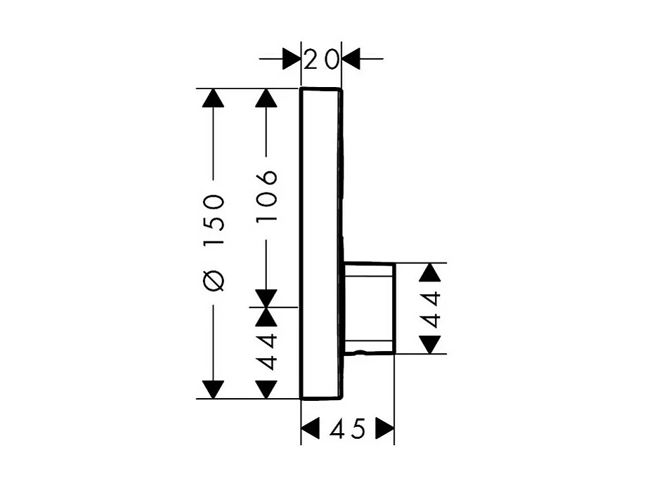 HANSGROHE Front for ShowerSelect S mezclador mecánico empotrado con válvula de cierre cromada