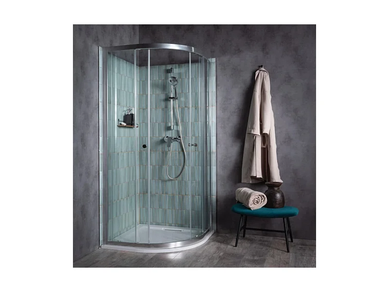 Jacob Delafon Paroi de douche quart de rond coulissant Serenity Chromé 90 cm